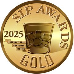 Gold medal with 'SIP Awards 2025' text and a glass illustration