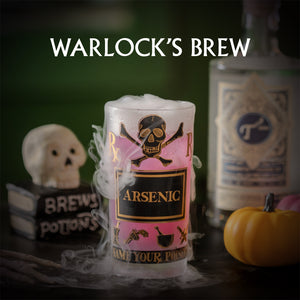 "Warlock's brew" cocktail in a Halloween-themed setting